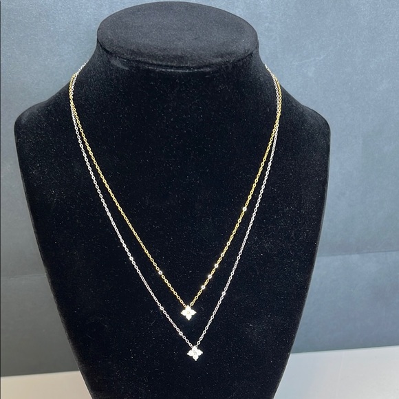 Elegant 925 Sterling Silver Gold and Silver Necklace - Picture 5 of 11